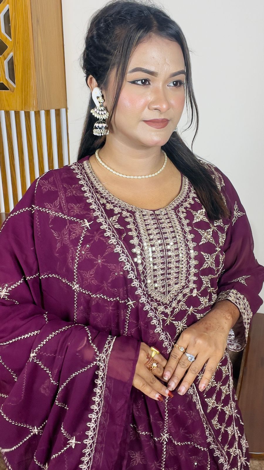 embroidery Georgette three piece