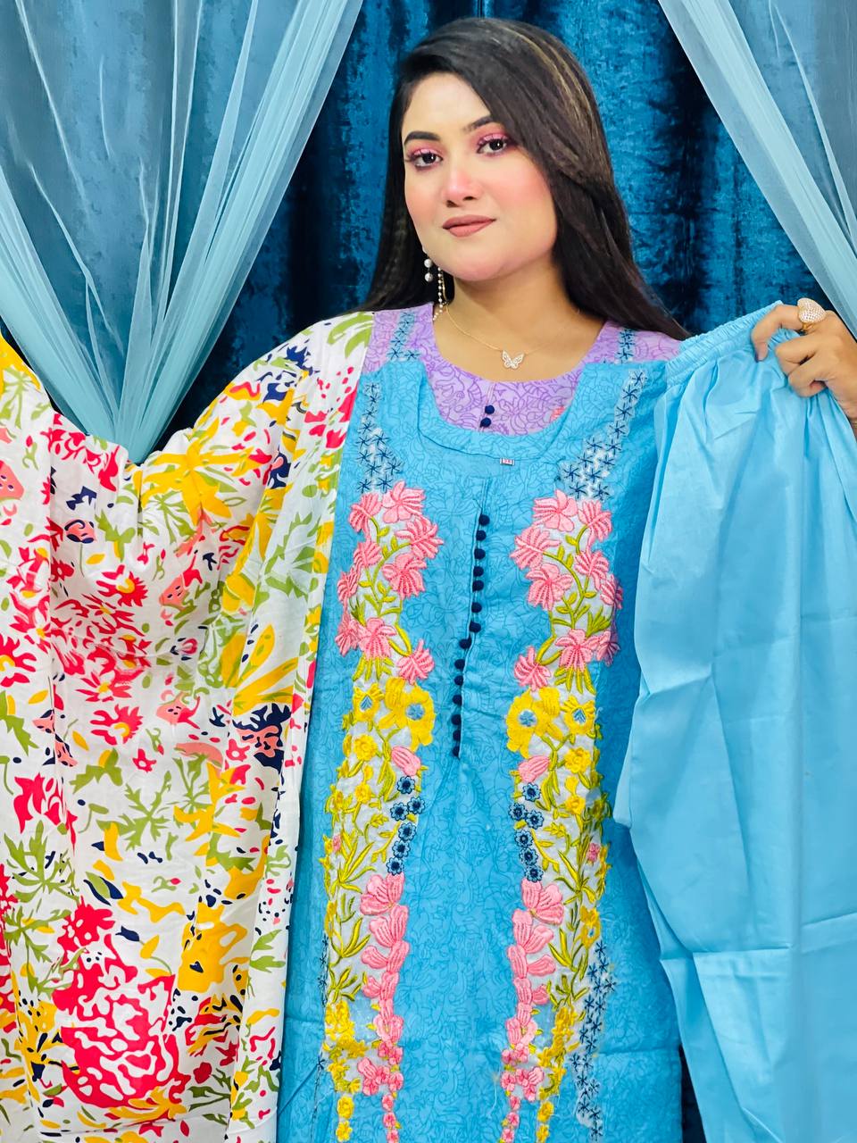 কটন থ্রি পিস